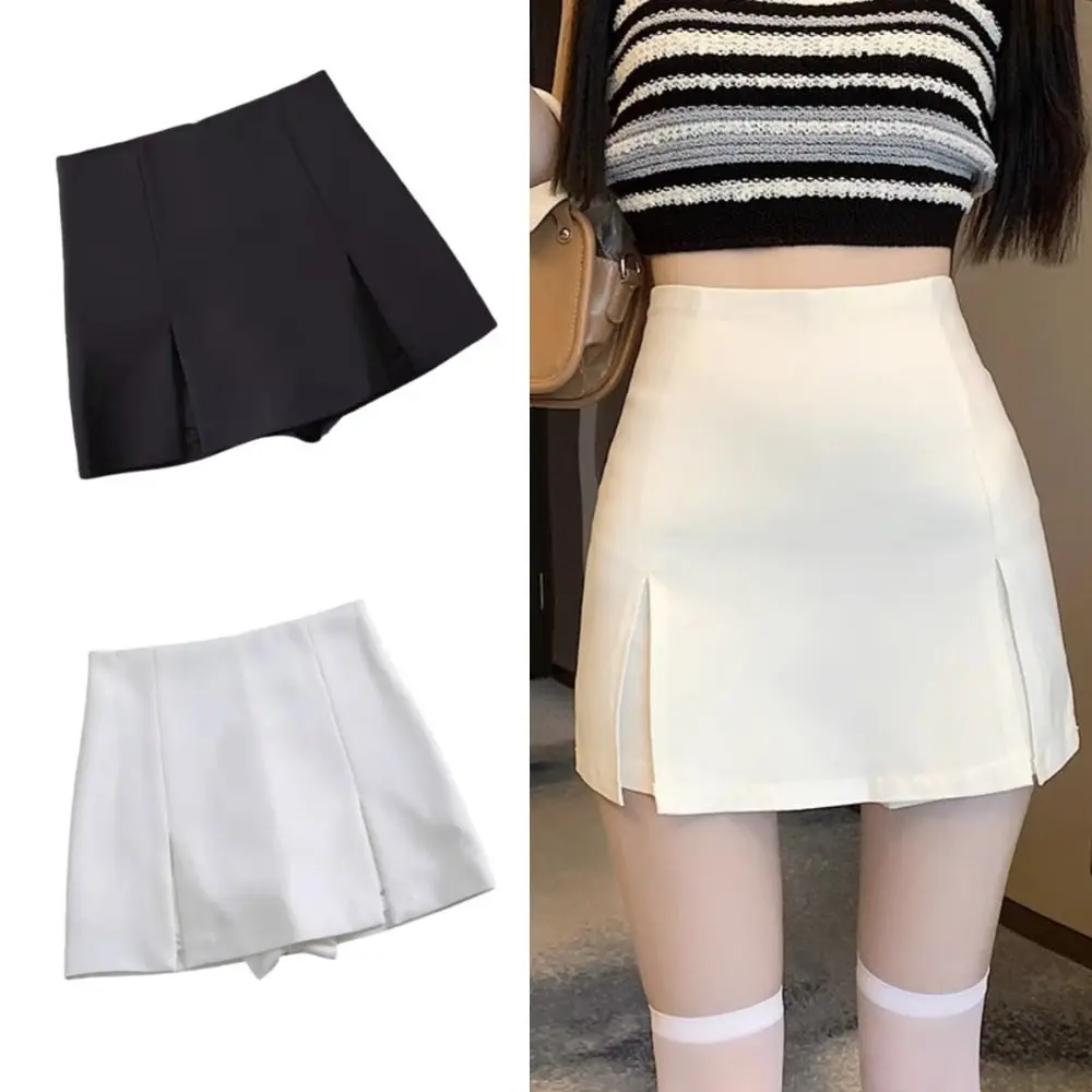 Gonna a vita alta tinta unita Design fessura XS/S/M/L/XL Gonna antiscivolo avvolgente in poliestere Gonna a trapezio Stagione primaverile