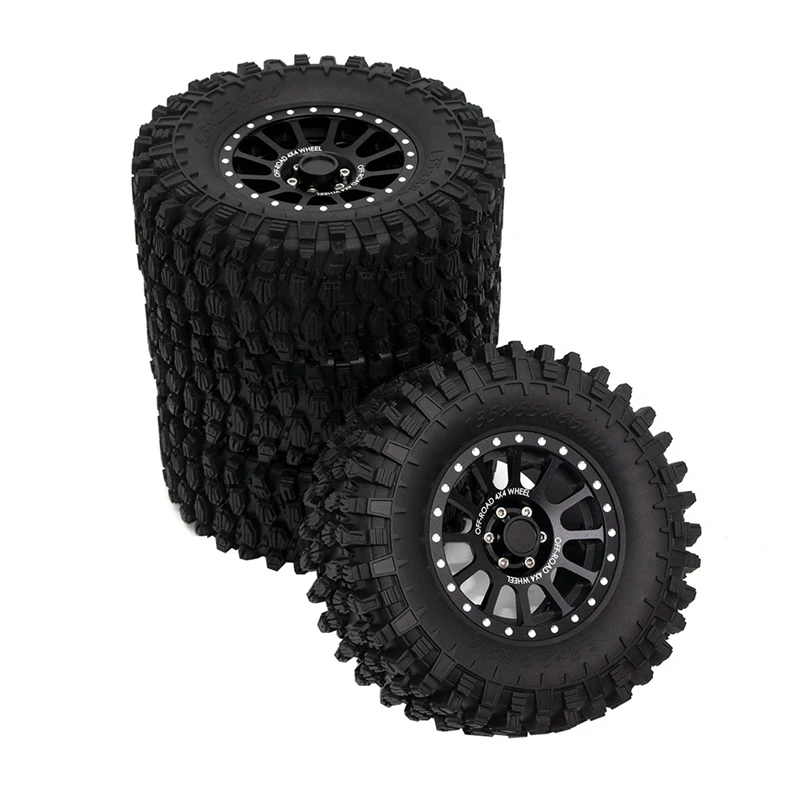 For 1/8 YK 4082/4083 Km 2/3/4/5 Rhinoceros To Simulate Climbing Car 2.6-Inch Metal Wheel Hub And Rubber Tire Skin