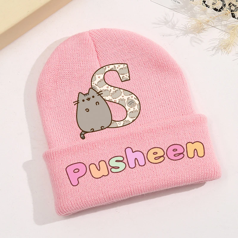 Nowa czapka dziecięca Pusheen Kawaii Cartoon drukowane czapki z dzianiny śliczne dzieci ciepła czapka dziewczęca czapka beanie jesienno-zimowa