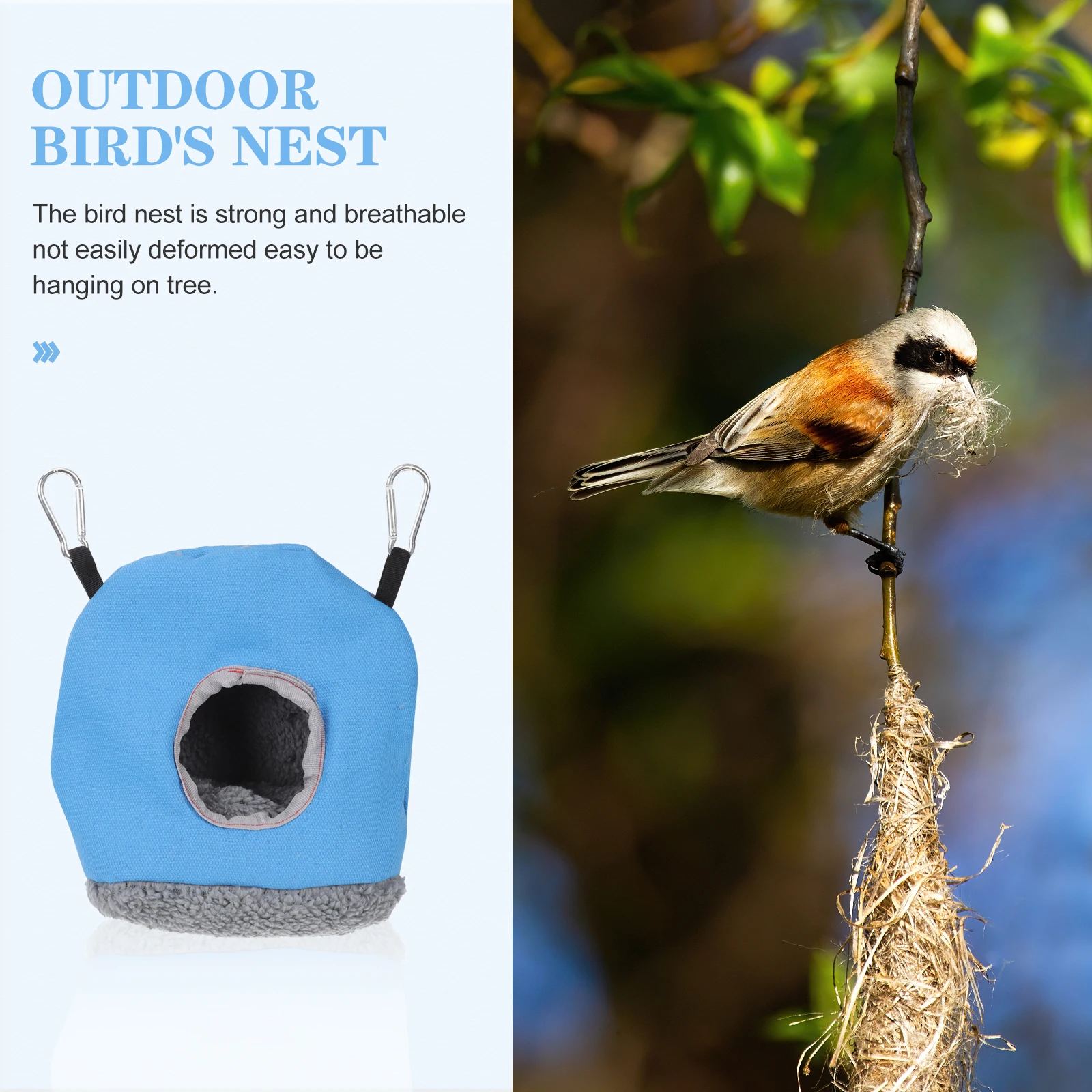 

Warm Bird Nest Nests Snuggle Outdoor Cozy Hut Hanging House Blue Small Parrot Travel