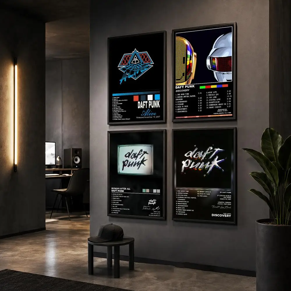 French Music Rock Band D-Daft Punk Poster HD Home Wall Stickers House Hallway Living Room Bedroom Bar Office Decor Art Prints