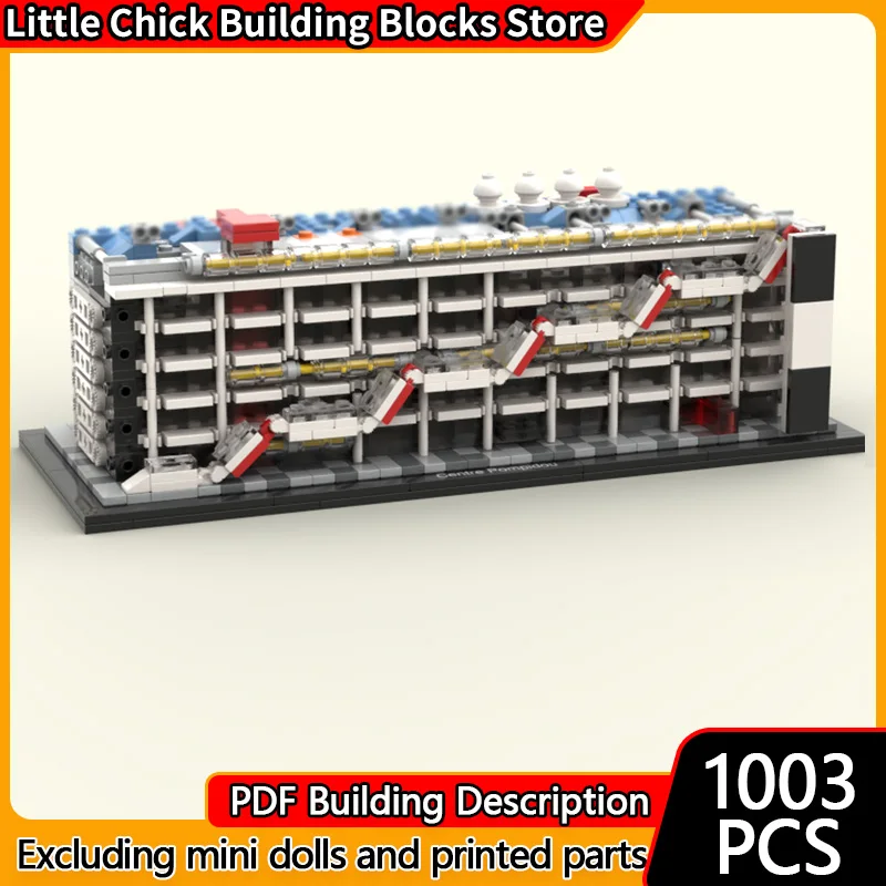 

Модель City Street View MOC, строительные кирпичи, центр Pompidou Paris, модульная технология, детские праздничные подарки, сборка игрушек, костюм