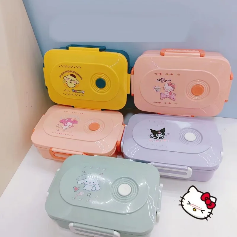 

Sanrio Hello Kitty Cinnamoroll Cartoon Bento Box Microwave Oven Compartment Student Lunch Box Children Cute Preservation Box