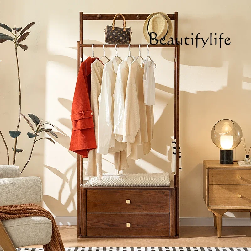 X40 New Chinese Style All Solid Wood Hanger Modern Simple Japanese Bedroom Storage Coat Rack