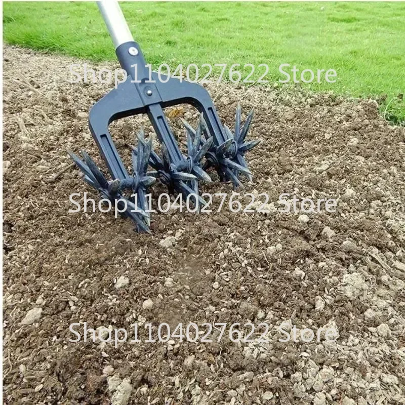 Adjustable Rotary Cultivator Garden Lawn Ripper Gardening Rotary Tiller and Hand-Held Garden Cultivator Tool Soil Plowing Tool