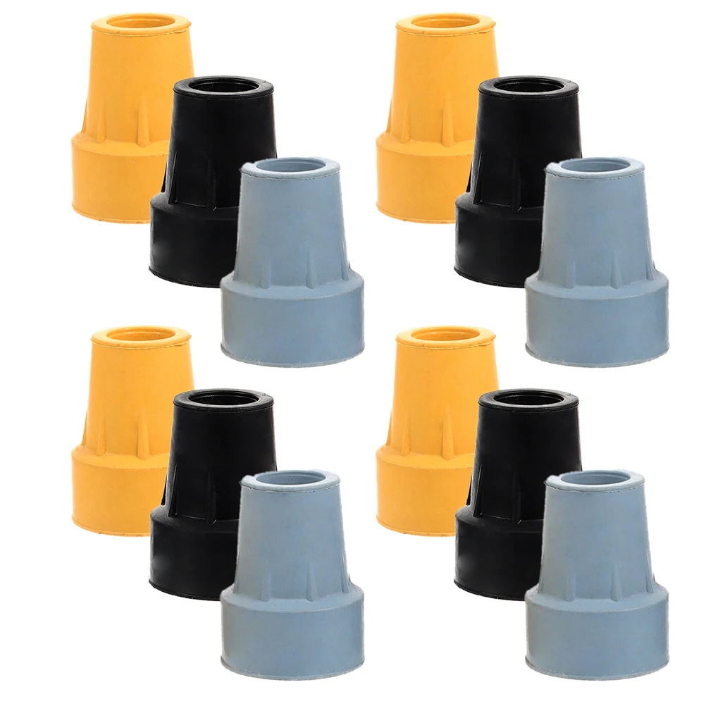 

12pcs Non-slip Pads Walking Stick Trekking Pole Replacement Tips Cane Rubber Elder Sticks Durable Anti-wear Stable Safety
