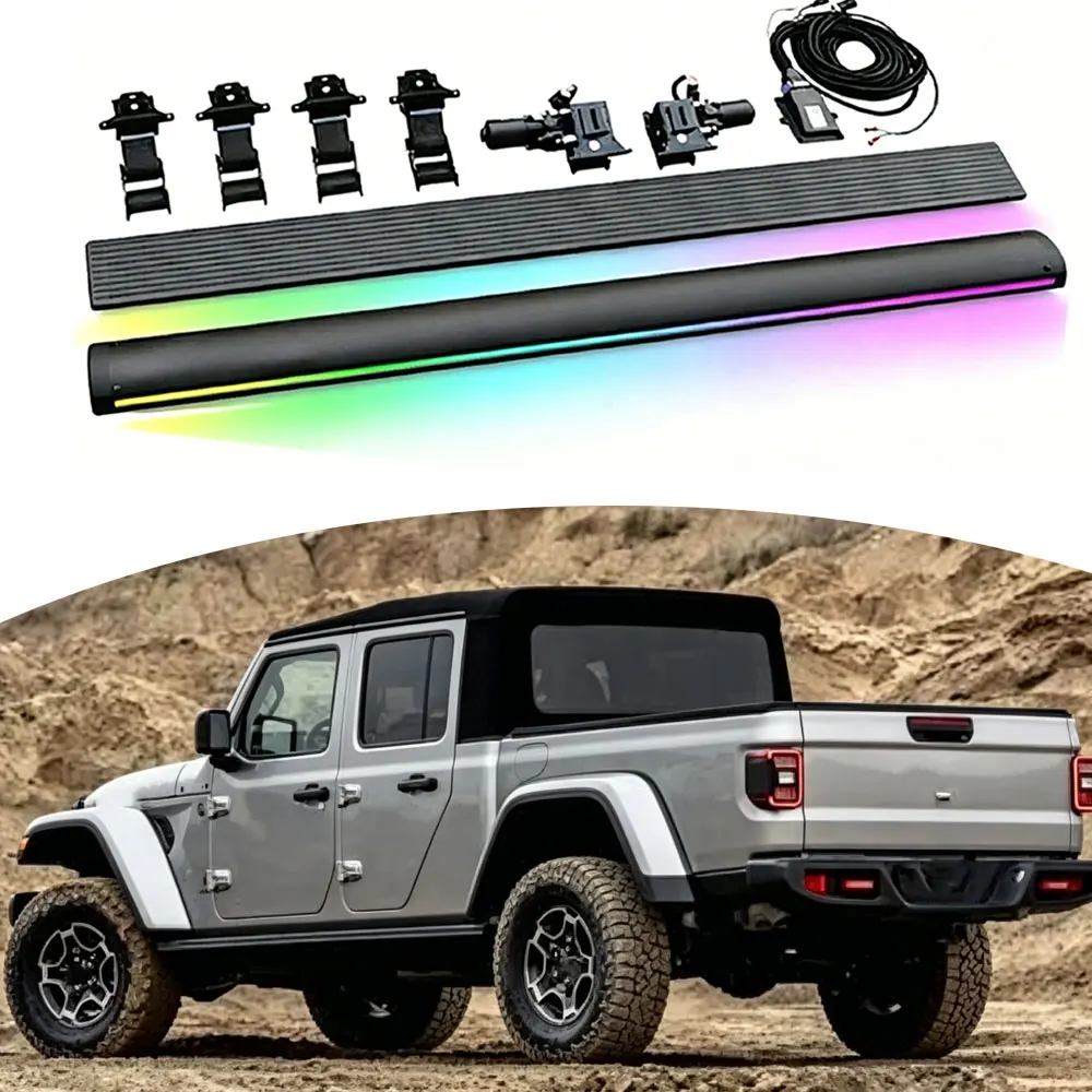 

2PCS Electric Side Step Power Running Boards Fit For Jeep Gladiator JT 2020-2026 with Single or Dual Sequential Light