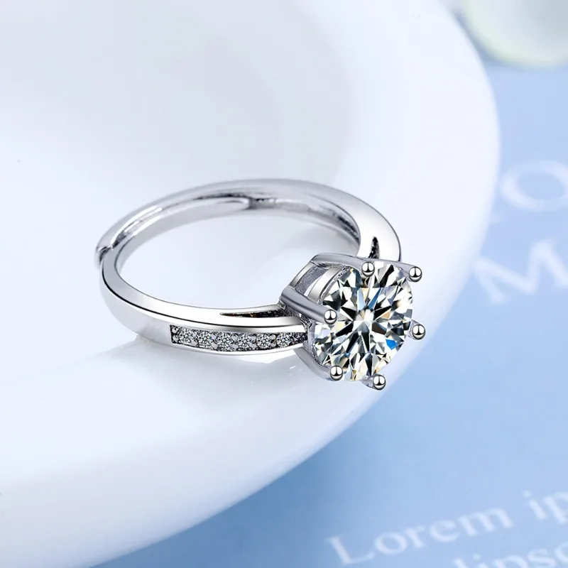 2CT Moissanit 925 Sterling Silber Ring Luxus für Damen Verlobung Hochzeit Einfacher Schmuck Geburtstagsgeschenke Mode Hohe Qualität – Detail 2