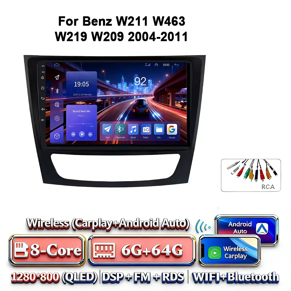 Android 17 autoradio 4G WIFI Carplay voor Mercedes Benz W211 E300 2002-2010 2din DVD GPS Multimedia Bluetooth touchscreen navigatie