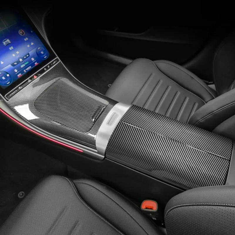 

Carbon Fiber For Mercedes C Class C200L C260L 2022 2023 2024 Car Interior Centre Panel Air Conditioning Vents Armrest Box Cover