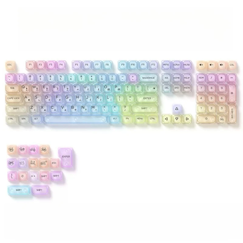125 Keys Cute Transparent Korean Keycaps Hangul MOA Keycap Sublimation for European Layout ISO Aula Made68 Mad68 Wooting60 EZ63