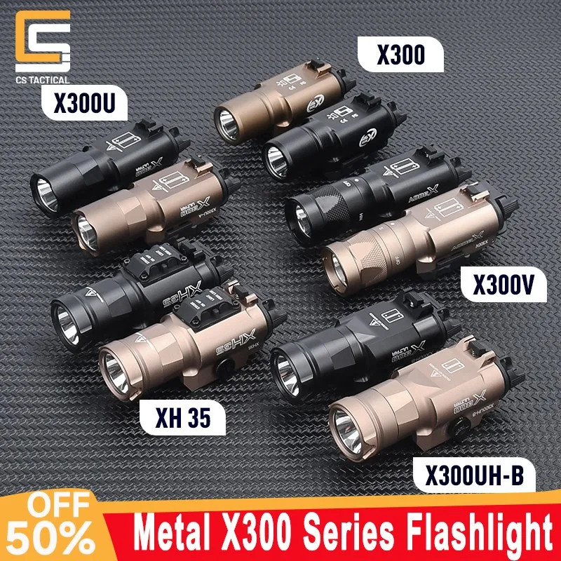 WADSN Metal X300 X300U X300UH-B X300V XH35 Tactical Flashlight LED Strobe Light For 20mm Rail Weapon Airsoft Pistol Accessory