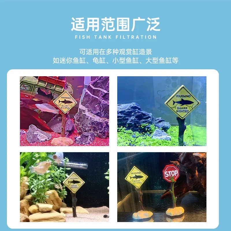 Resin Aquarium Decorative Ornaments Simulated Shark Warning Signs Fish Tank Aquarium Background and Landscape Accessories