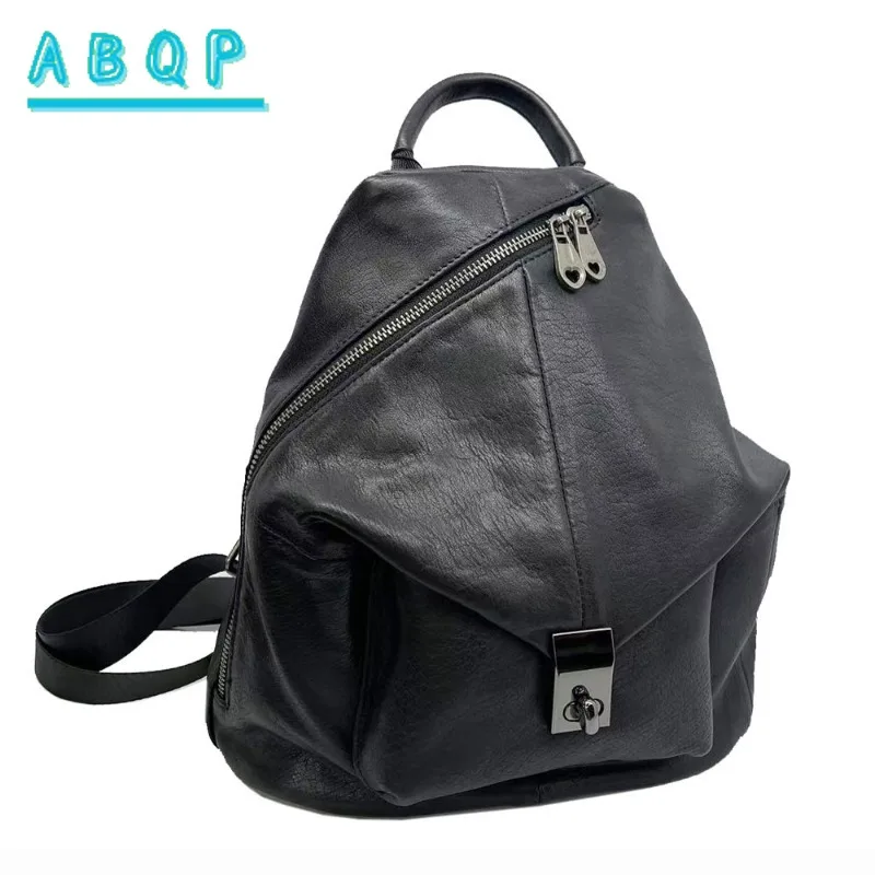 New Women's Backpack Luxury Brand Genuine Leather Fashion Women's Backpack Black Large Capacity Travel Leisure Backpack