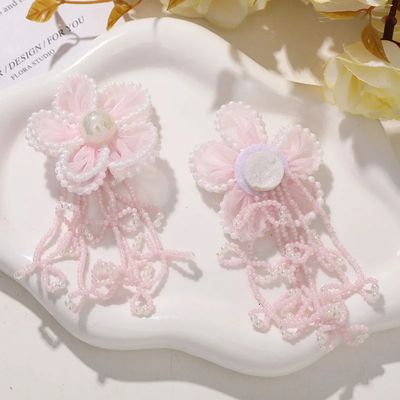 

5 шт., рисовые бусины с кисточками, жемчужная сетка, цветочная наклейка, нашивки для одежды, материал «сделай сам», аксессуары, нашивка, аппликация, наклейка