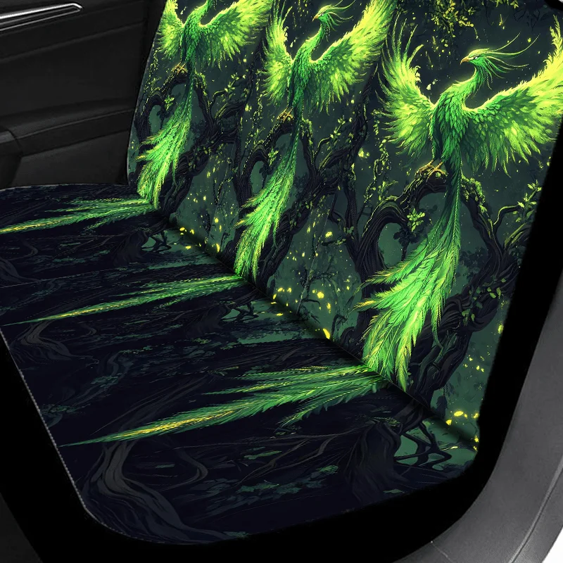 1 مجموعة الخيال فينيكس الأخضر ريشة غطاء مقعد السيارة العالمي طوال العام ، 2 قطعة/5 قطعة عالية الظهر أنيقة مقعد السيارة يغطي مجموعة كاملة ، Uni