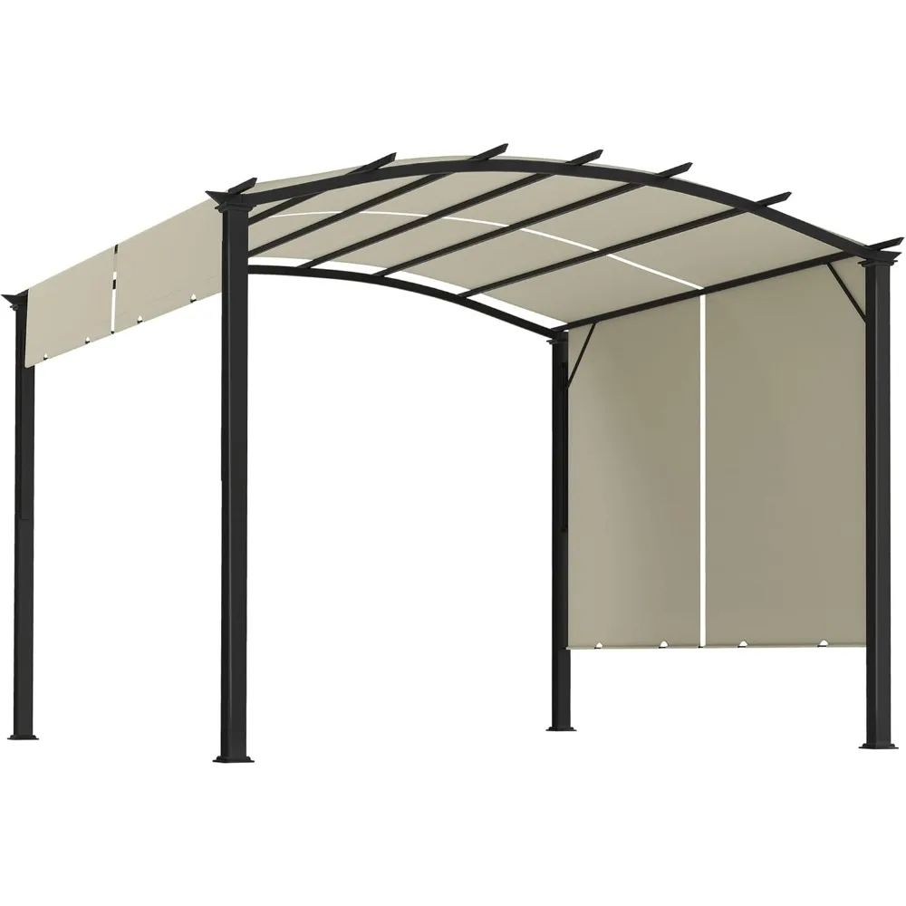 

Outsunny 11' x 11' Outdoor Retractable Pergola Canopy, Arched Sun Shade Shelter, Metal Frame Patio Canopy for Backyard, Garden,