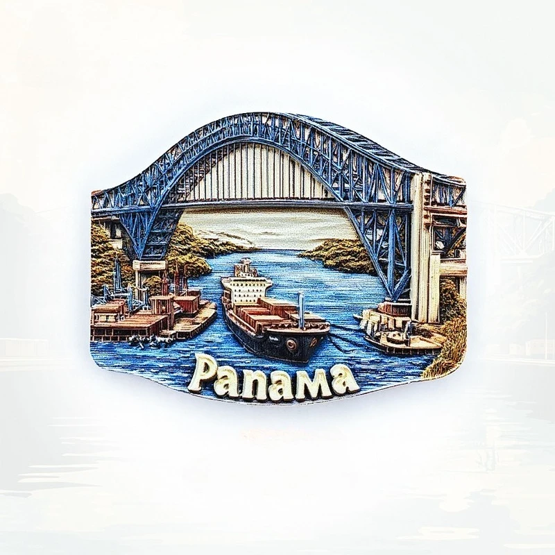 

Panama Americas Bridge Fridge Magnet - 3D Engineering Souvenir Transcontinental Decor Unique Americas Gift