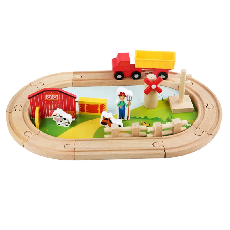 

Wooden Track Train Set Toys For Kids Railway Car Model Building Suit Track Cars Boy Gift Early Educational Children Diy Toy