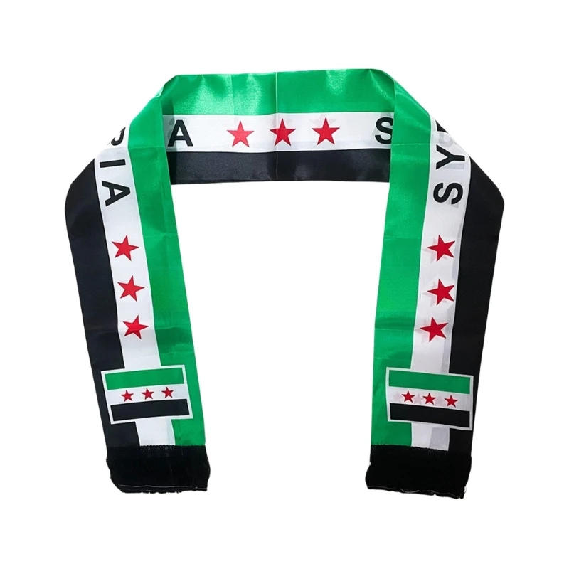 Digital Printing Syria  Scarf with Three Star 135cm Length Neck Scarf Parades Gathering Banners for Various Occasion