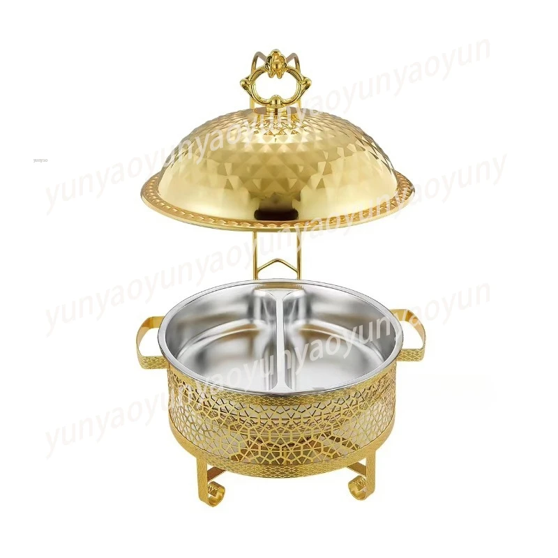 Stainless Steel Gold Insulated Buffet Stove Food Warmer Grill for Wedding Party Catering Gathering Use