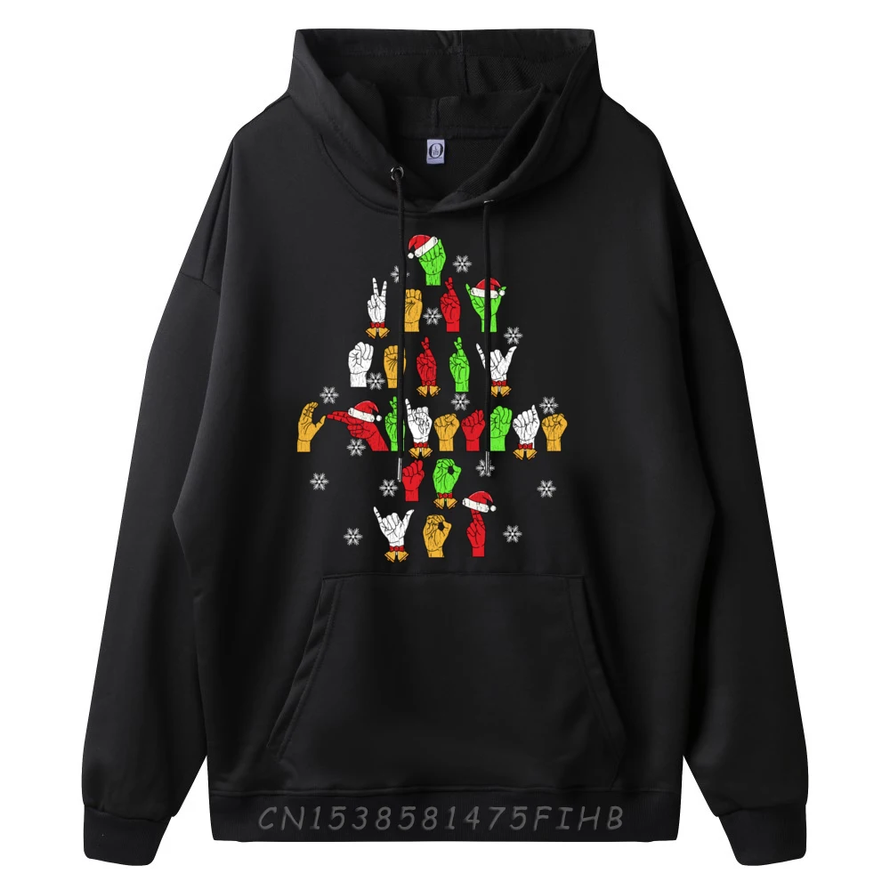 Funny Asl Christmas American Sign Language Cream Hoodies Hoodies Homme Halloween Men Christmas Sweater Long Sleeve