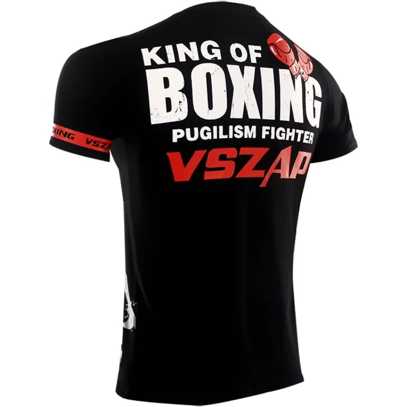 VSZAP الملاكمة الملك Mma كبير ضيق تي شيرت الصيف ساندا الجودو اللياقة البدنية الجري التدريب تي شيرتات قصيرة الاكمام ثلاثية الأبعاد اللياقة البدنية S-4XL