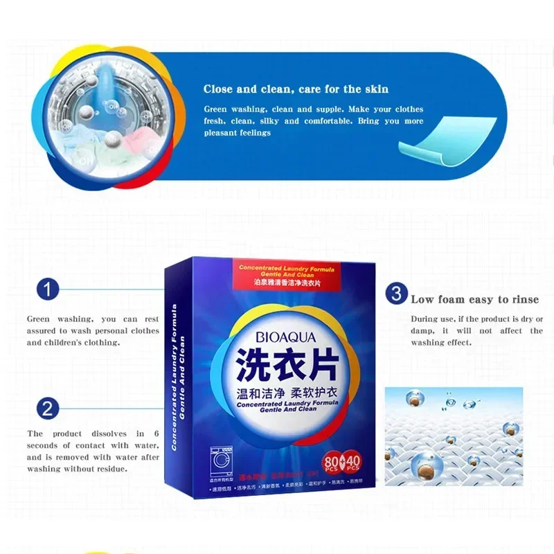 40/120Pcs Laundry Tablets Cleaning Clothing Laundry Soap Concentrated Washing Powder Detergent for Washing Machines