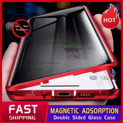 Anti-spy Double Side Glass Magnetic Case For Samsung Galaxy S22 S21 Ultra S20 FE S10 S9 S8 Plus Note 20 10 9 Plus Privacy Cover