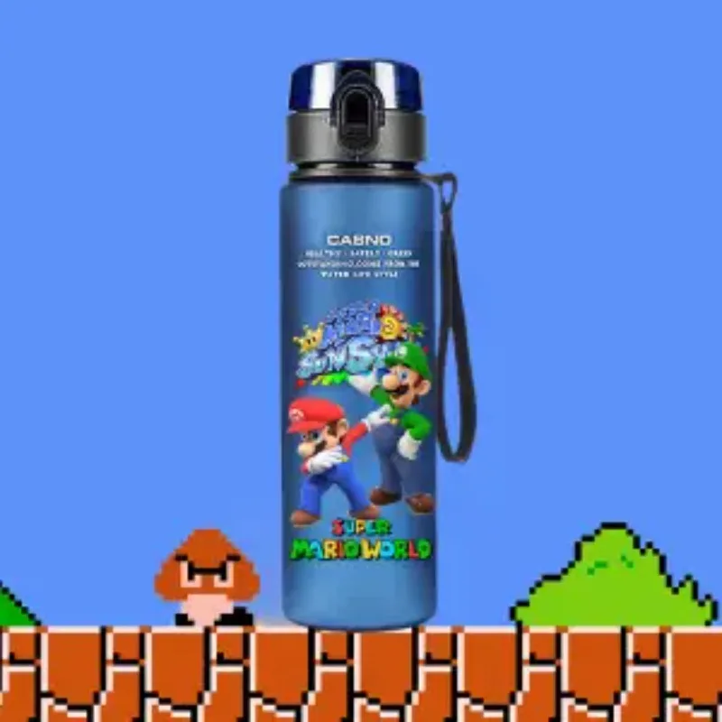 Super Mario 560ML kubek na wodę przenośny plastikowy postacie z kreskówek o dużej pojemności Bowser Luigi butelka na wodę dla sportowców ćwiczących