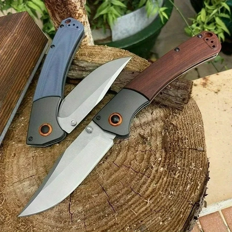 

BM15080 multi-purpose portable G10 solidified wooden handle outdoor camping survival hunting EDC folding fruit knife men's gift