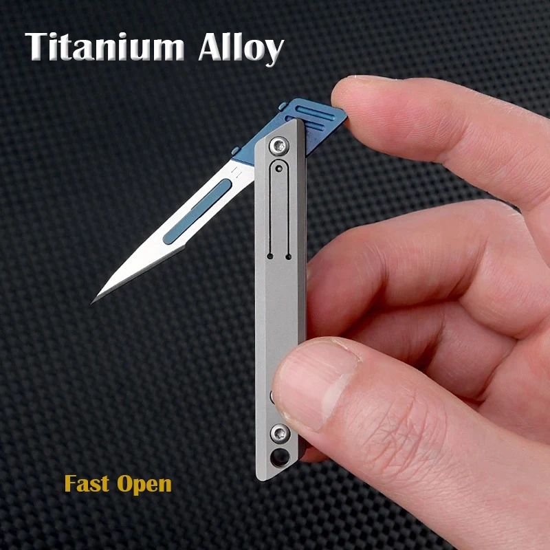 Fast Open Titanium Alloy Scalpel MINI G10 Folding Knife Outdoor Survival Camping Portable EDC Tool 10 Blade Free Bottle Opener