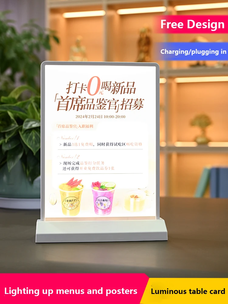 Ricaricabile A4 Desktop pubblicità Light Box Dimmer acrilico lampeggiante Led Light Table Menu ristorante Card Display Holder Stand