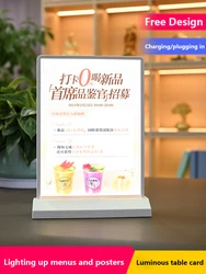 Rechargeable A4 Desktop Advertising Light Box Dimmer Acrylic Flashing Led Light Table Menu Restaurant Card Display Holder Stand