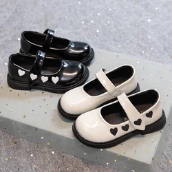 Kids Shoe Children Leather Shoe Spring Autumn Princess Casual Shoes Cute Heart Pattern Girls Korean Style Black Performance Shoe