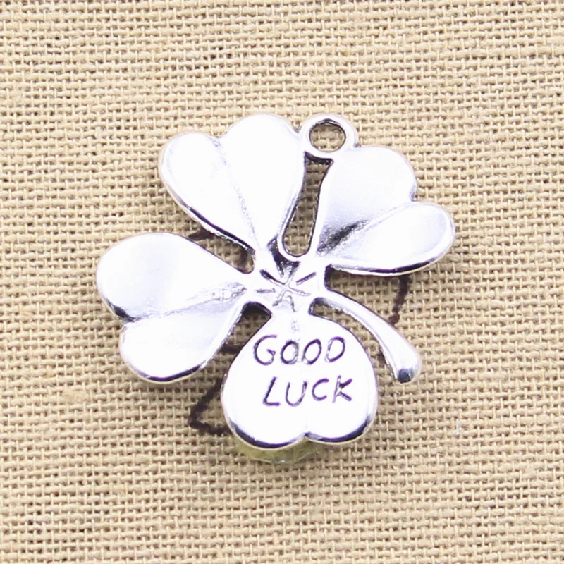 10pcs Charms Lucky Irish Four Leaf Clover Good Luck 28x26mm Antique Silver Color Pendants DIY Making Findings Tibetan Jewelry