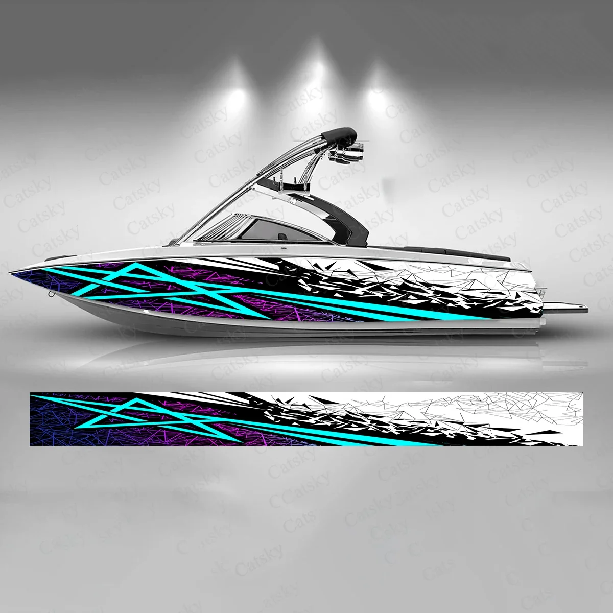 

Abstract Lightning Geometry Boat Sticker Fashion Custom Fish Boat-Sticker Vinyl Waterproof Boat Wrap Graphic Boat Wrap Decal