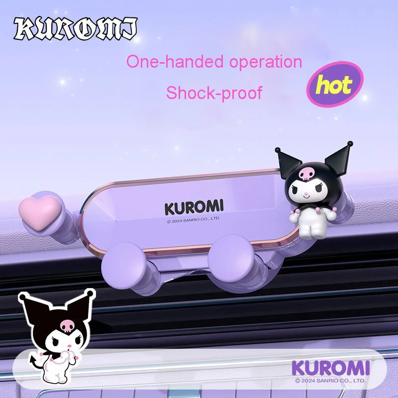 Kawaii Kuromi Cartoon Cell Phone Vehicle Mounted Bracket Car Airs Outlet Navigation Bracket Car Interior Ornaments Decoration