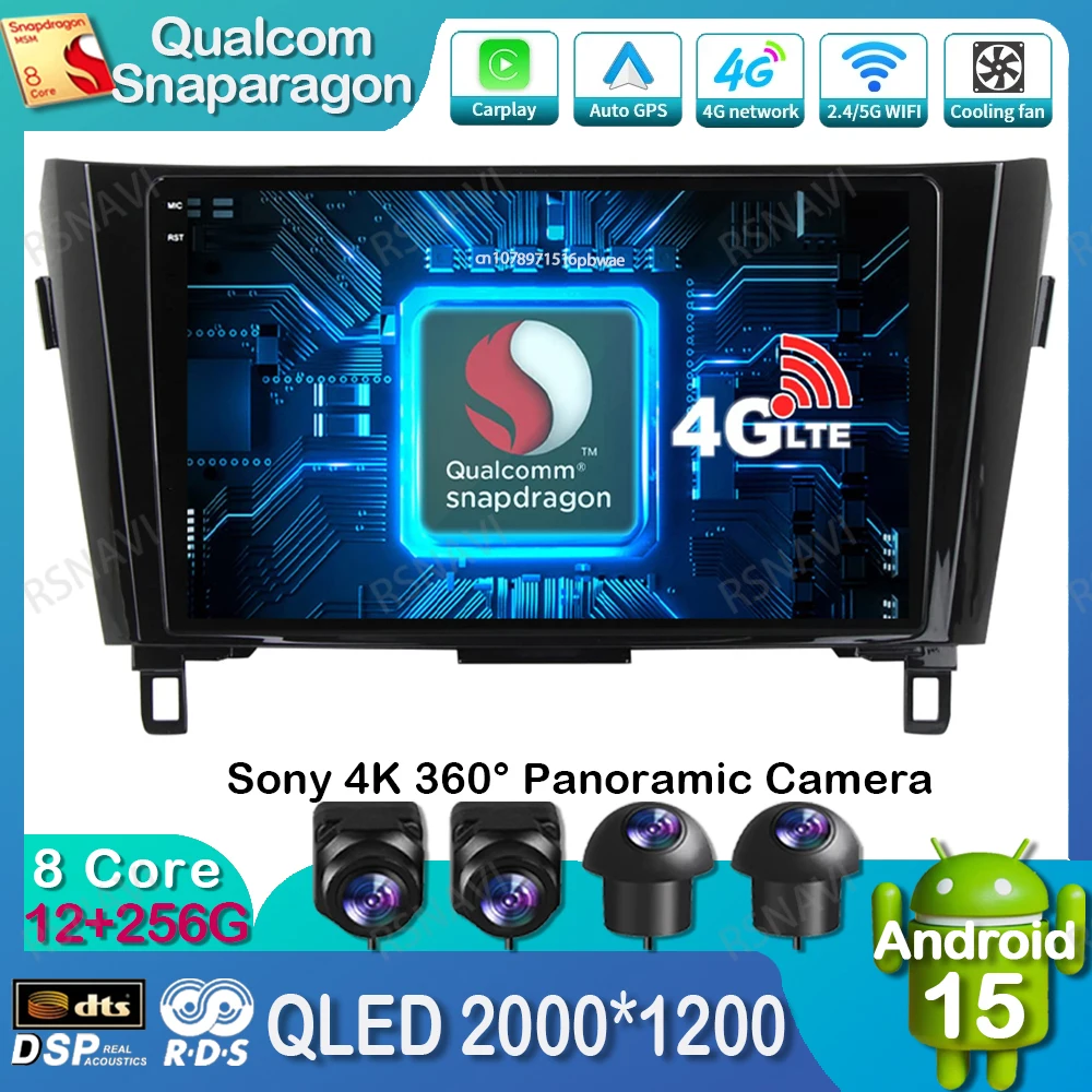 

Android 15 Car Radio For Nissan X-Trail Qashqai 2 J1T32 Qashqai J10 J11 2014 2015 2016 2017 2018 2019 Head Unit Qualcomm 4G LTE