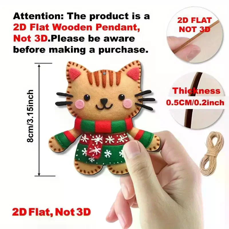 8/16 قطعة لطيف الكرتون 2D شقة الزنجبيل شجرة القط القبعات العالية الديكور شجرة عيد الميلاد معلقة المعلقات الزخرفية الحلي