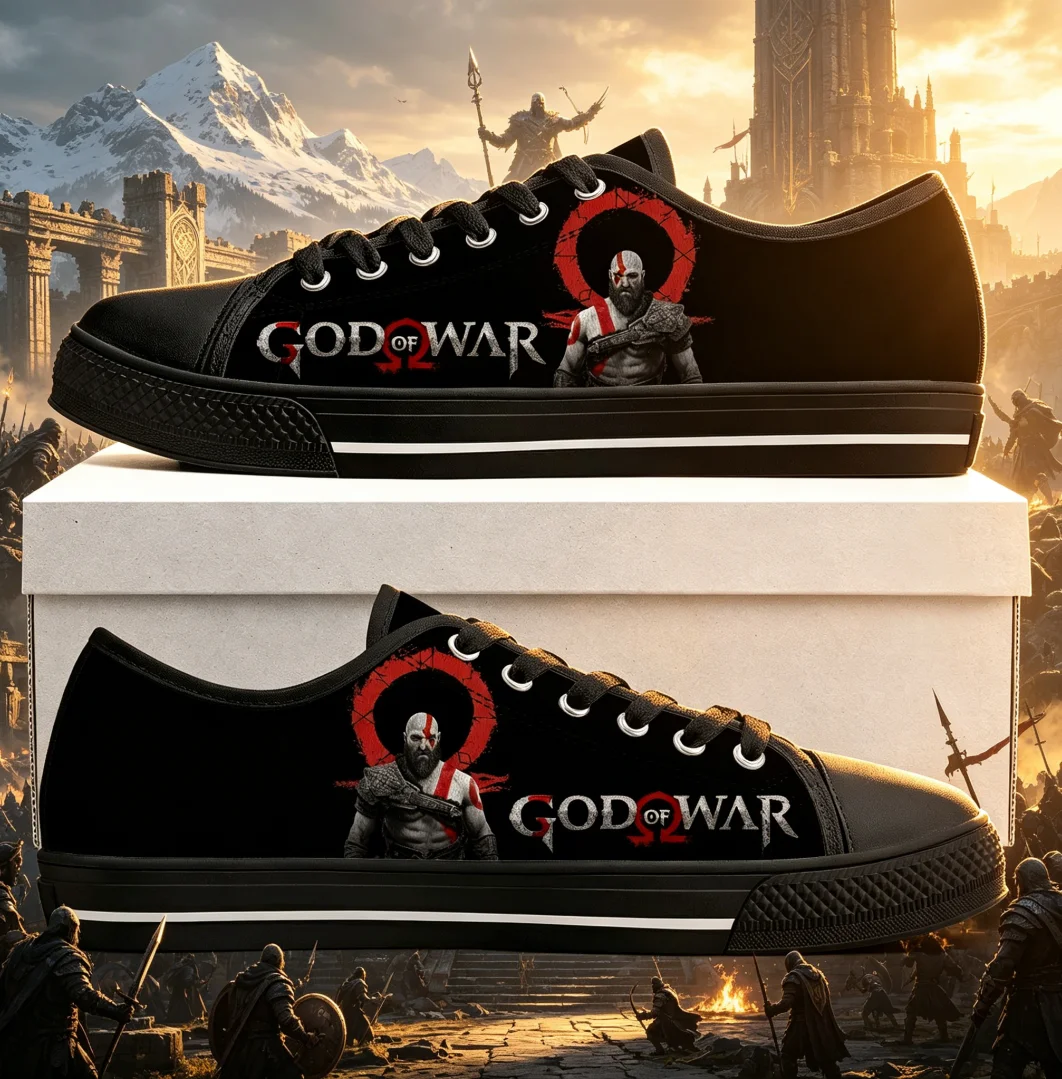 

God of War Classic Canvas Shoes Unisex Casual Sneakers Soft Comfortable Lace Up Flats For Men Women Breathable