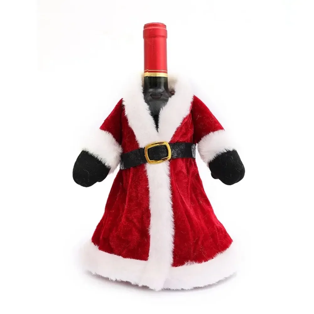 Creative Christmas ชุดขวดไวน์ชุดกํามะหยี่สีทองขวดไวน์ครอบคลุมแขน Santa Snowman คริสต์มาสปีใหม่อาหารค่ําตกแต่งตาราง
