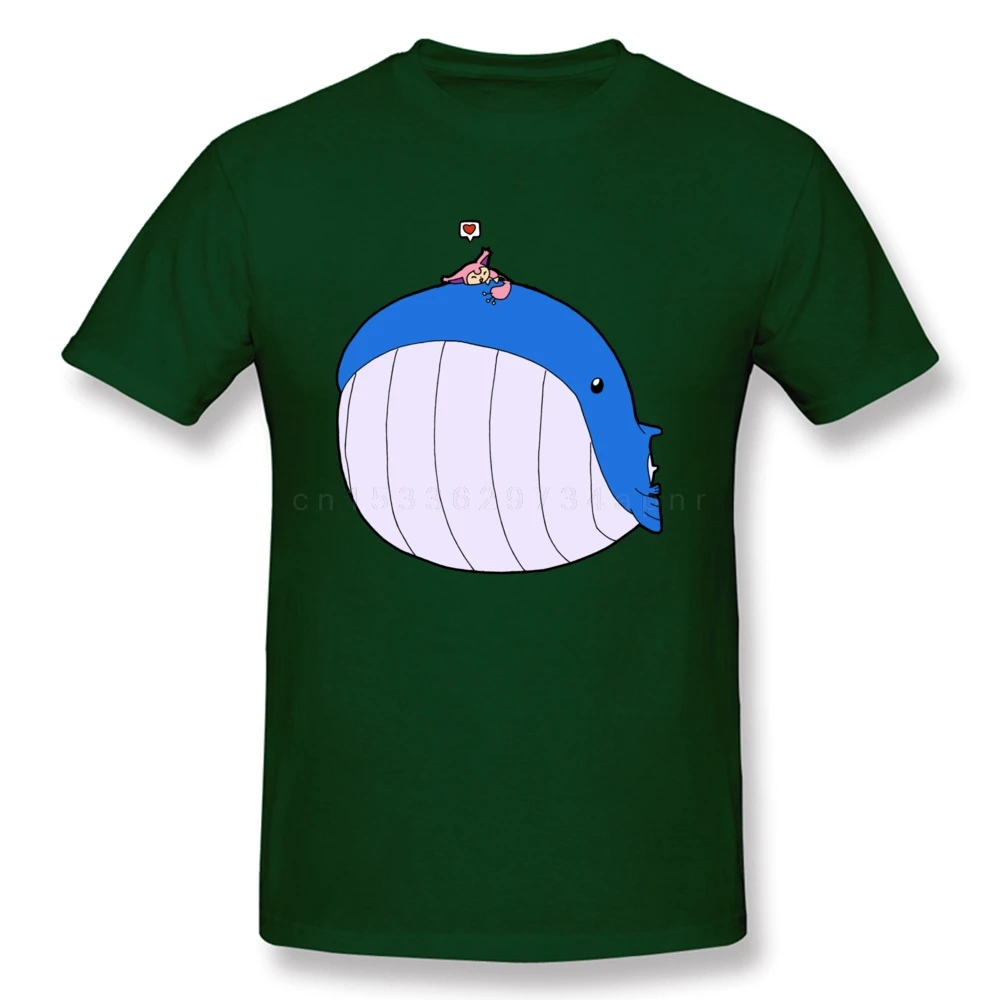 Pocket Monster T-shirt Men Cute Blue Tshirt HSOWA Skitty Loves Wailord T Shirts Simple Cartoon Tees Custom Male Tops Oversize