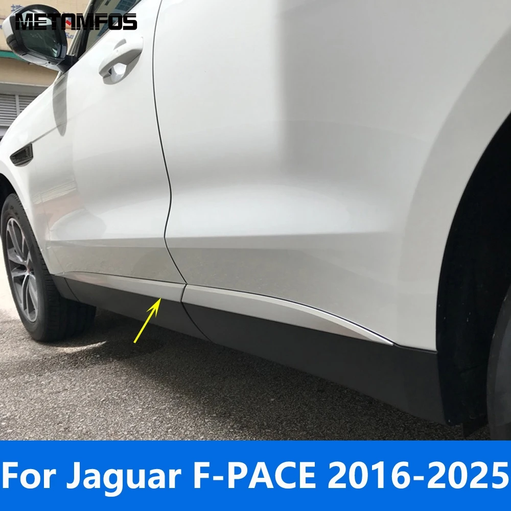 

Для Jaguar F-PACE 2016-2023 2024 2025 хромированная боковая полоса для дверей, юбки для кузова, молдинг, наклейка, внешние аксессуары, Стайлинг автомобиля