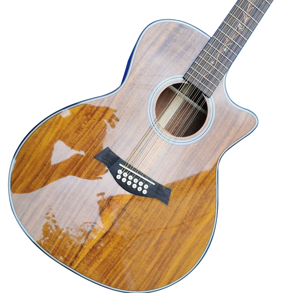 40 inch 00045 full KOA real abalone inlaid with black finger acoustic guitar