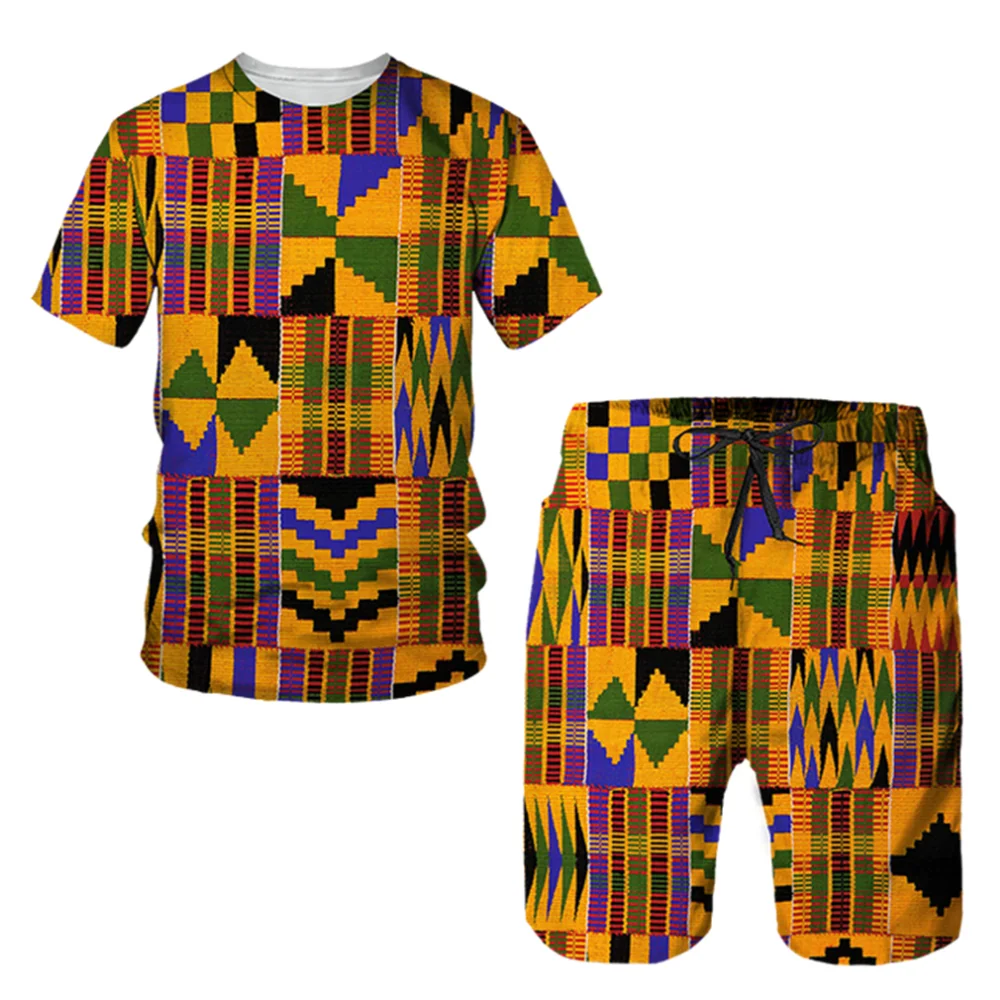 

2025-26 Summer New Fashion Trend Design Luxury Suit 3D Printing American Street Breathable Quick Drying T-shirt Shorts Set