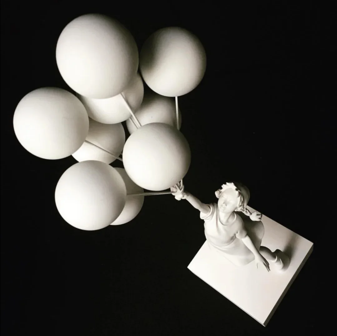 58cm Banksy Banksy Healing Sculpture Flying Balloons Girl