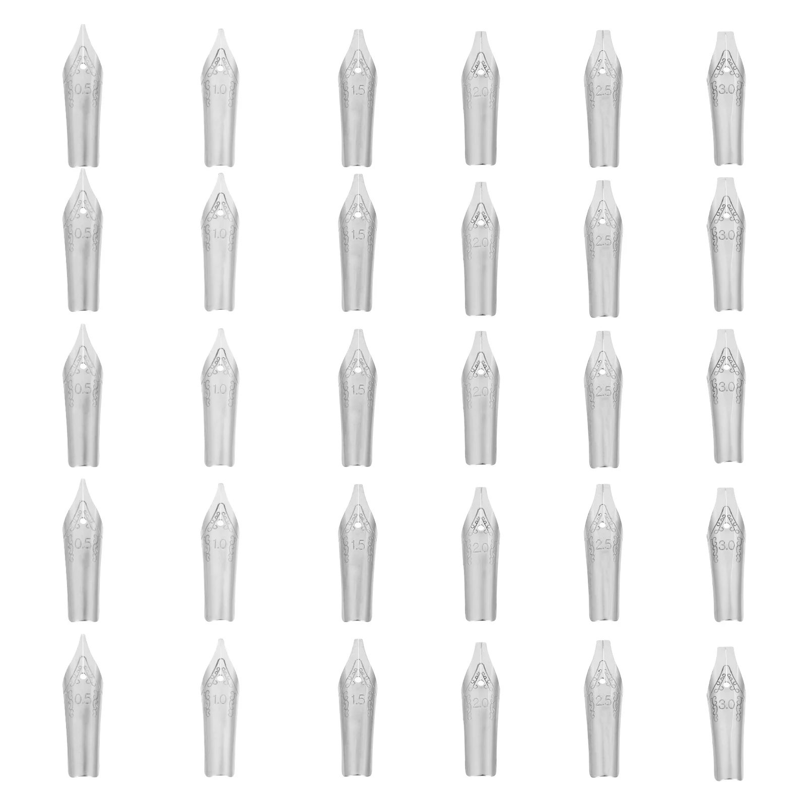 30Pcs Calligraphy Fountain Pen Replacement Nibs Set Multiple Sizes Pen Nibs for Lettering Drawing Writing Supplies