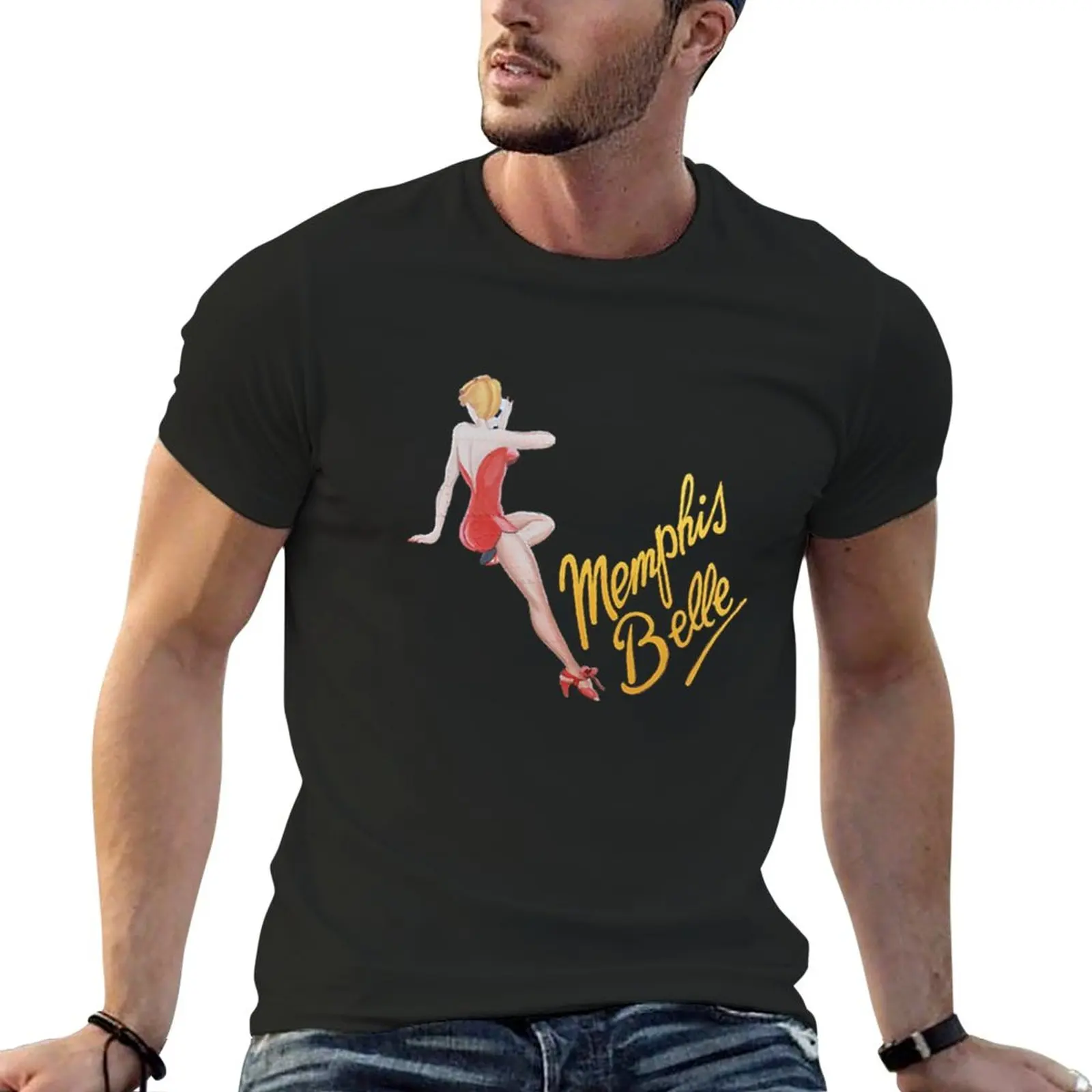 Memphis Belle WW2 Bomber Nose Art T-Shirt Short sleeve tee funny t shirts t-shirts man mens t shirts pack