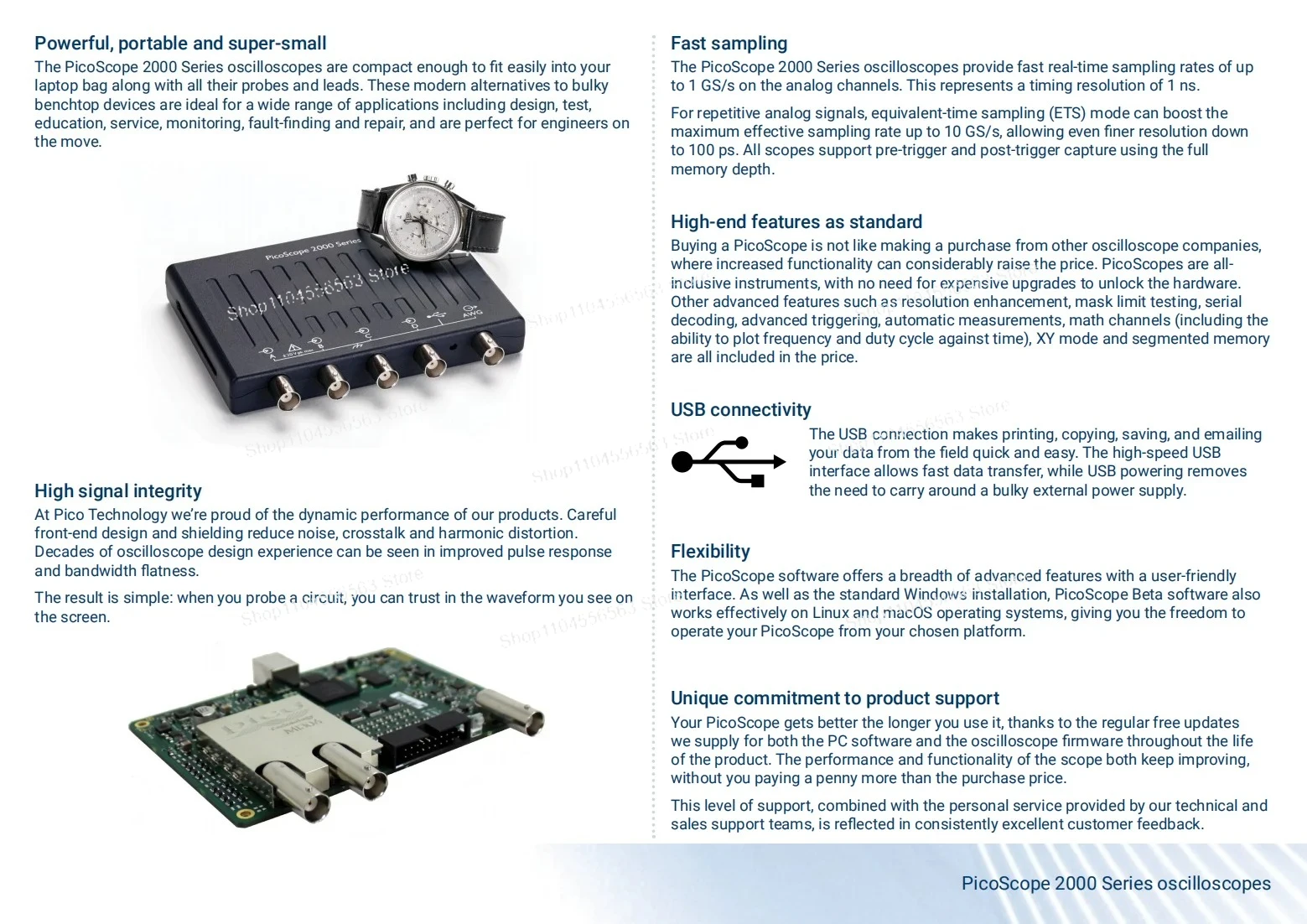 PICO TECHNOLOGY PICOSCOPE 2204A Oscilloscopio USB per PC, PicoScope 2000, 2 canali, 10 MHz, 100 MSPS, 8 Kpts, 35 Ns